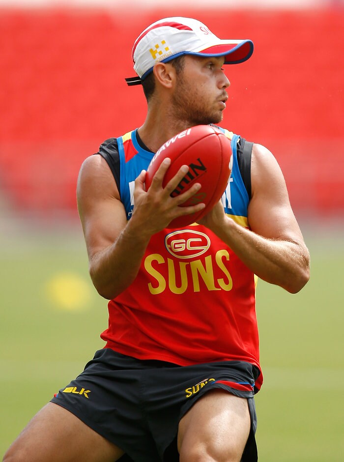 AFL 2015 Training - Gold Coast 171215 Jarrod Harbrow in action during the Suns training - ${keywords}